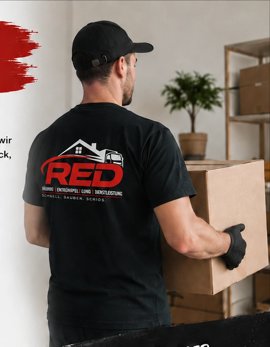 Mitarbeiter von RED Räumung beim Transport eines Umzugskartons